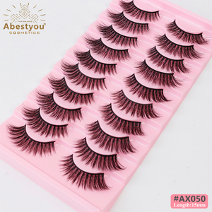 Abestyue 3d Anime10pair rosa custodia finti consigli Naturels Vegan arricciatura striscia ciglia Sztuczne Rzesy <span class=keywords><strong>Ipek</strong></span> Kirpik all'ingrosso - Product Image 5