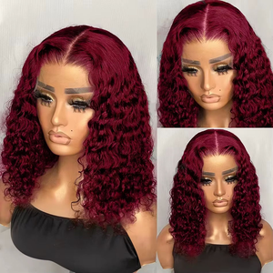 NUEVO 2025 XZYWholesale Peluca de <span class=keywords><strong>Cabello</strong></span> Rizado Rojo Vino con Encaje Frontal 13*4, Pelucas con Encaje Frontal Más Vendidas en Europa, América y África, en Stock - Product Image 4