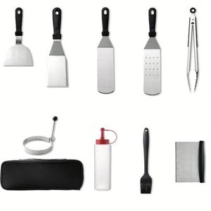 Kit d'accessoires professionnels pour plancha, 14 pièces, en acier inoxydable robuste, avec spatules de grillade - Product Image 2
