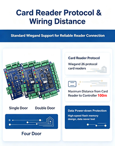 Carte de contrôle d'accès RS485 pour contrôle d'accès aux portes, prise en charge de 1, 2 ou 4 portes, distance de communication de 1000 m, alimentation DC12V - Product Image 6