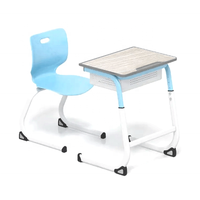 Ensemble bureau et chaise d'étudiant en bois moderne avec structure métallique finition peinture poudrée pour école, hôtel, salle de classe, salon, bureau à domicile, chambre à coucher