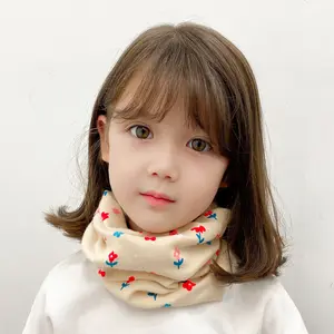 Autumn and winter new children's scarf Korean warm windproof printed baby neck set a hair neck set