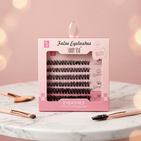 Ensemble de faux cils synthétiques de qualité supérieure, faits à la main, avec bande en coton noir, volume naturel et effet wispy, réutilisables et confortables