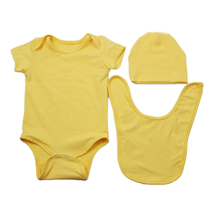 Conjuntos de Ropa para Bebé al por Mayor: Pelele, Gorro y Baberos de Verano Lisos Orgánicos para Niña - Product Image 6