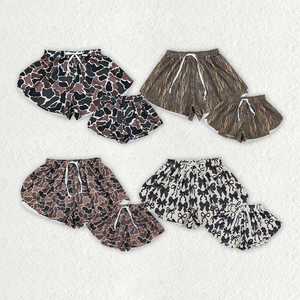 Shorts assortis mère et fille, imprimé camouflage, avec nœuds, taille élastique à cordon de serrage, décontractés, motif papillon, pour enfants et adultes - Product Image 1