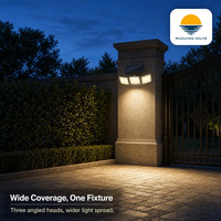 Lampe solaire murale en forme de V à 3 têtes, 600LM, 99 LED, avec détecteur de mouvement, contrôle de la lumière, micro-lumière, étanche IP65, pour clôture et jardin