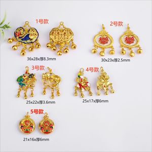 เครื่องประดับลี่เซิง จี้เคลือบสีแบบจีนโบราณ สร้อยคอทองคำเคลือบโคลอซอนน์  ขายส่ง - Product Image 2