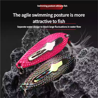 Cuchara DE PESCA DE Metal Ling Zhi con anzuelo de plumas para captura de agua dulce de fundición larga bajo pez mandarín en pesca en barco oceánico