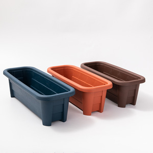 Balcony <strong>Garden</strong> Window Box Planter <strong>Troughs</strong> Brown Big Plastic Rectangular Pots <strong>for</strong> <strong>Plants</strong> - Product Image 3