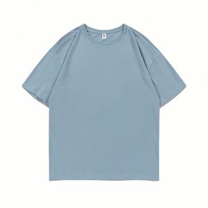 Design Custom logo Pure Cotton T-shirt High Quality Solid Color Big O Collar Casual Style logo Custom Design - Product Image 6