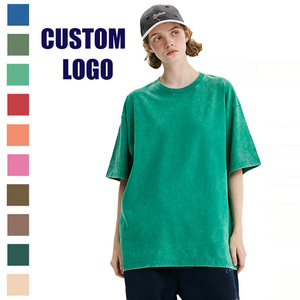 Camiseta personalizada con logo vintage, lavada al ácido, 100% algodón, impresión negra, camisetas premium para hombre, camisetas lisas al por mayor para hombre - Product Image 3