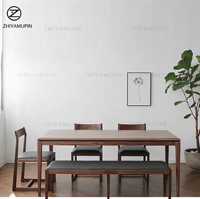 Table à manger nordique en bois massif, style moderne et minimaliste, plateau en chêne rouge ou noyer noir, 1,8 mètre, rectangulaire, design personnalisable, sans finition