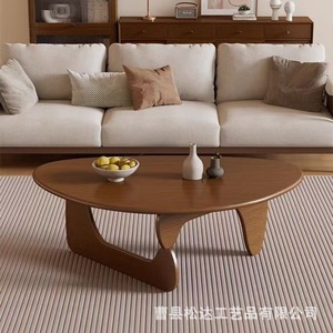 Nueva mesa de centro de madera, adecuada para sala de estar, uso doméstico, apartamento pequeño, forma triangular simple de estilo japonés moderno. - Product Image 2