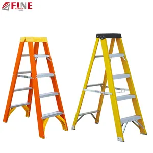 Hot Selling Fiberglas Dubbelzijdige Trapladder Voor Professioneel Gebruik In Bouwplaatsen