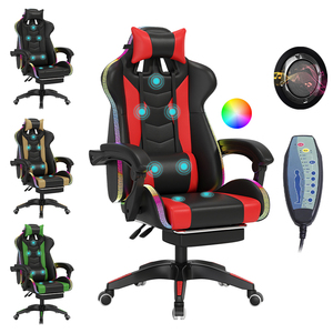 Estación de altavoces de masaje de EE. UU. más vendida, silla de juego de <span class=keywords><strong>Gamer</strong></span> de oficina roja para juegos de ordenador <span class=keywords><strong>Pc</strong></span> - Product Image 1