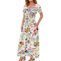 Haute qualité drapeau jamaïcain conception été longue Maxi robe Sexy plage personnalisé OEM fabrication jamaïque col en v Maxi robe pour les femmes
