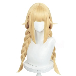 Parrucca Cosplay Sintetica Resistente al Calore da 65 cm, Bionda, Stile Ya Boy Kongming Anime Tsukimi Eiko, con Due Trecce, Vendita all'Ingrosso - Product Image 3