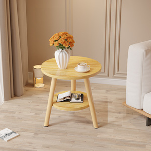 Round Coffee Table Wood Top Warm <b>White</b> Nordic Style Living Room Side Table Bedroom <b>Bedside</b> Table Minimalist Modern Tea Table - Product Image 2
