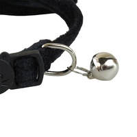 Collier classique pour chat et chien, style macaron, couleur unie, avec clochette, bordure en velours, écologique