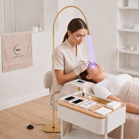 Lámpara UV para Pestañas con Soporte de Pie, 6W, Potencia Ajustable, Luz LED UV de 395-400nm para Curado de Extensiones de Pestañas, con Pedal Silencioso