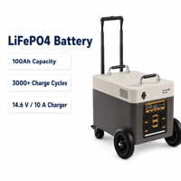 Station d'alimentation mobile 1500W 1280Wh Batterie LiFePO4 4S1P 100Ah avec une durée de vie de plus de 3000 cycles et panneau de sortie multi-ports