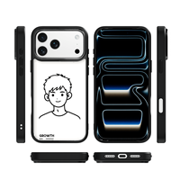 Coque de téléphone AG Feeling Black Edge avec motif garçon aux cheveux courts pour iPhone 17, 17 Pro Max, 16 Pro, 15, 15 Pro Max – Coque magnétique