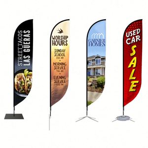Bandera de Plumas Personalizada con Logotipo, Portátil, de Doble Cara, para Exteriores, con Soporte, para Ferias Comerciales y Promociones - Product Image 4
