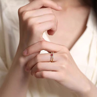 Cincin Berlian Laboratorium Merah Darah Merpati Perak Murni S925 Gaya Ins untuk Wanita