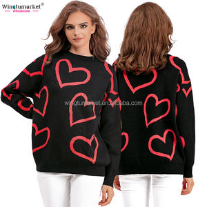 Winter Warm <strong>Jumper</strong> <strong>Valentine</strong> Knit Sweater Pullover Heart Designer Oversized Jacquard Plus Size Knitted Sweaters for Women - Product Image 5