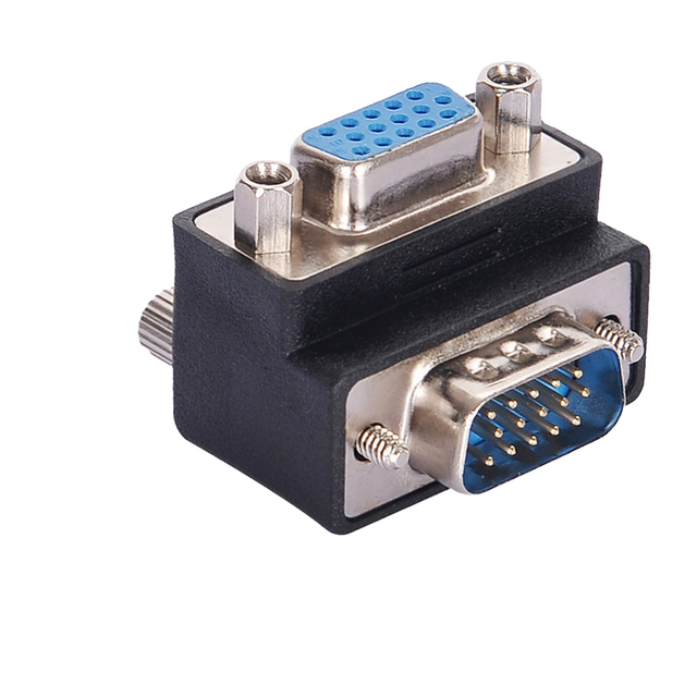 90 Degrees Right Angle VGA Male to Female Adapter DC Output Brand New Laptop Computer Accessories