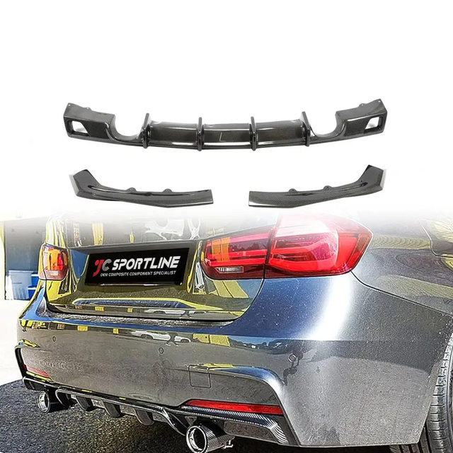 F30 Carbon Fiber Rear Bumper Diffuser with Splitter for BMW F30 F31 F35 335i 318i 320i 328i 330i M Sport 2013-2018