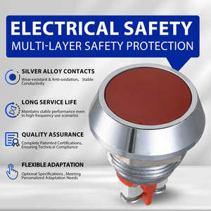 Interruptor Momentáneo Impermeable GQ12B-10P de 12 mm, 5 A, IP65, Metal, Acero Inoxidable, Cabeza Redonda Corta, 1NO, Botón Pulsador, 220 V/12 V, Colorido - Product Image 3