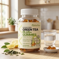 BioFlex Gummies au thé vert sans sucre, saveur thé aux agrumes, sans allergènes, antioxydant, complément alimentaire pour adultes, 60 unités