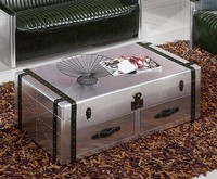 Table basse moderne en cuir véritable de style américain avec plateau en marbre, rangement, hauteur réglable, design durable, meubles de salon