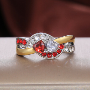 Anello Due Cuori Un Amore, Stile Europeo, Anello con Doppio Cuore, Promessa Romantica, Gioiello da Dito per Donne - Product Image 1