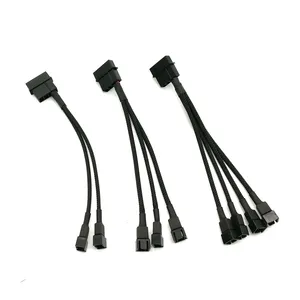 Factory Custom Sleeved 22awg Wire Molex/IDE to 1x 2x 3x 4x3Pin Fan to Molex Power Adapter Cable-15cm