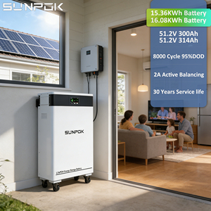 SUNPOK Batería de Litio Solar de Bajo Voltaje 14kwh 15kwh 16kwh 51.2v 314ah 300ah Sistema de Almacenamiento de Energía Doméstica Batería LiFePO4 <span class=keywords><strong>15KW</strong></span> - Product Image 1