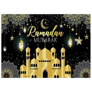 7 x5ft Eid Mubarak Hintergrund Muslim Arabian Nacht Hintergrund Laterne Monds tern Schloss Dekoration Party Banner Photo Booth Requisiten - Product Image 6