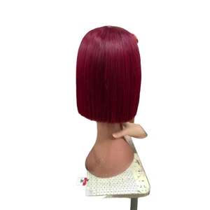 13x4 Front 99 j Burgundy Human Hair Wig <strong>Meche</strong> Vietnamienne ultra Double Drawn Vietnam 250 Density bob Wick Wig Buy Now - Product Image 2