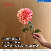 DC287 Bunga Dahlia Sutra Buatan Grosir Warna Oranye Vintage untuk Dekorasi Meja Pernikahan Musim Gugur dan Hiasan Bunga Lorong
