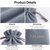 Pochette à bijoux personnalisée en microfibre bleu poussière avec cordon de serrage, sac cadeau en suède, pochette à cordon de serrage personnalisée de qualité supérieure, OEM MOQ 100