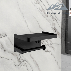 <span class=keywords><strong>Porte</strong></span>-<span class=keywords><strong>papier</strong></span> toilette Wayon moderne en acier inoxydable noir mat avec tablette pour téléphone, montage mural, modèle de projet WW-YSZJ - Product Image 5