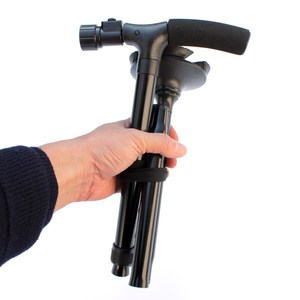 ไม้เท้าพับได้แบบ LED สำหรับผู้สูงอายุ พร้อมแกนอะลูมิเนียมอัลลอยด์น้ำหนักเบา ปลายยางสีดำ 3 ข้อต่อ รองรับการใช้งานได้หลากหลาย - Product Image 2