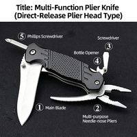 Couteau pliant industriel en acier à bouton-poussoir, couteau utilitaire EDC d'extérieur, pince, ouvre-bouteille, personnalisable OEM