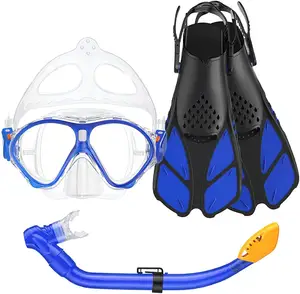 Wholesale Popular Kids Snorkeling Set Diving Combo 180 Goggles Mask Snorkel Tube Short Blade Fins for Diving equipment