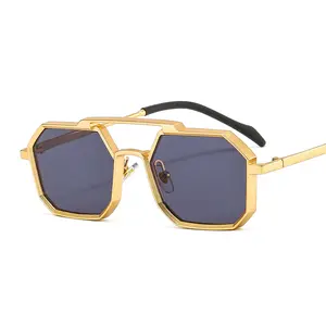 خمر مربع Steampunk من النظارات الشمسية النساء 2022 العلامة التجارية الفاخرة مصمم نظارات شمسية للرجال الشرير نظارات