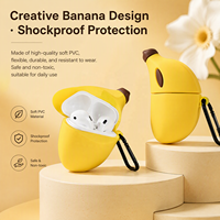 Étui pour écouteurs sans fil en PVC écologique, étanche, en forme de banane, avec logo personnalisé, design artistique moderne, protection fruitée