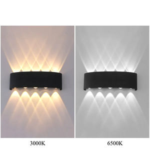 Moderno esterno impermeabile lampada da parete a LED quadrato/a forma di cilindro PC in alluminio fusione verso l'alto/verso il basso della parete di luce IP44 energia solare - Product Image 4