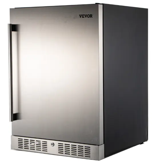 Refrigerador de aço inoxidável de 145 litros para exterior, refrigerador com ventilador anti-congelamento embutido, refrigerador OEM