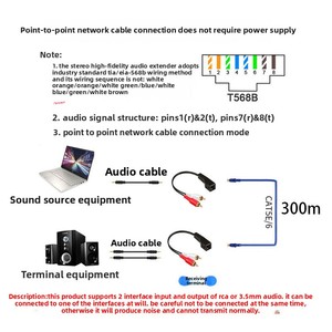 3,5mm estéreo a RCA rojo blanco señal de <span class=keywords><strong>Audio</strong></span> <span class=keywords><strong>Balun</strong></span> sobre Cat5/6 <span class=keywords><strong>RJ45</strong></span> hembra a 2RCA macho/<span class=keywords><strong>RJ45</strong></span> a DC 3,5mm Cable de <span class=keywords><strong>Audio</strong></span> estéreo macho - Product Image 4